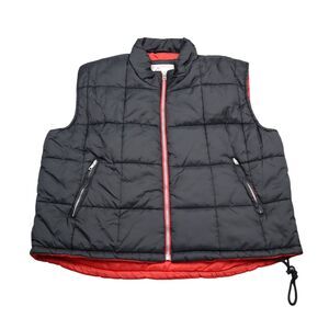 Carolina Bay Puffer Vest Womens XL Black Full Zip Mock Neck Drawcord Hem